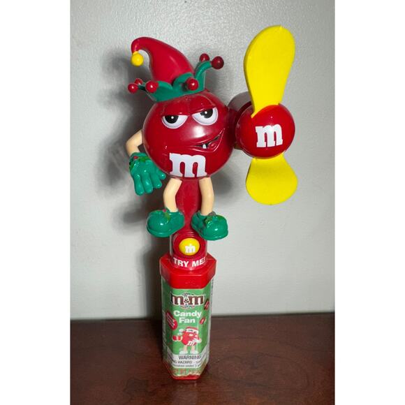 Set of 2 M&M Christmas Green Fan and Red Candy Holiday Hand Fan NO Candy - Picture 6 of 8
